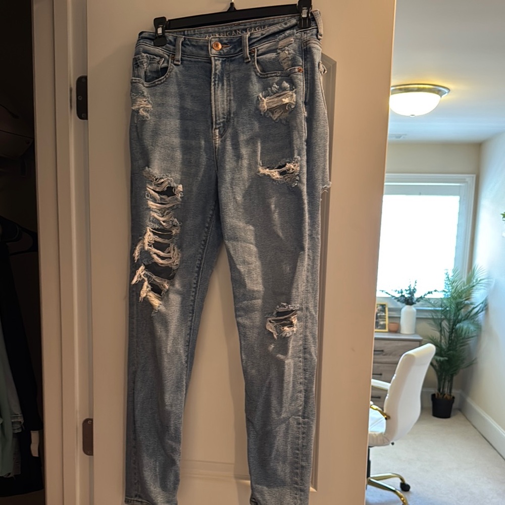 American Eagle Blue Skinny Distressed Jeans